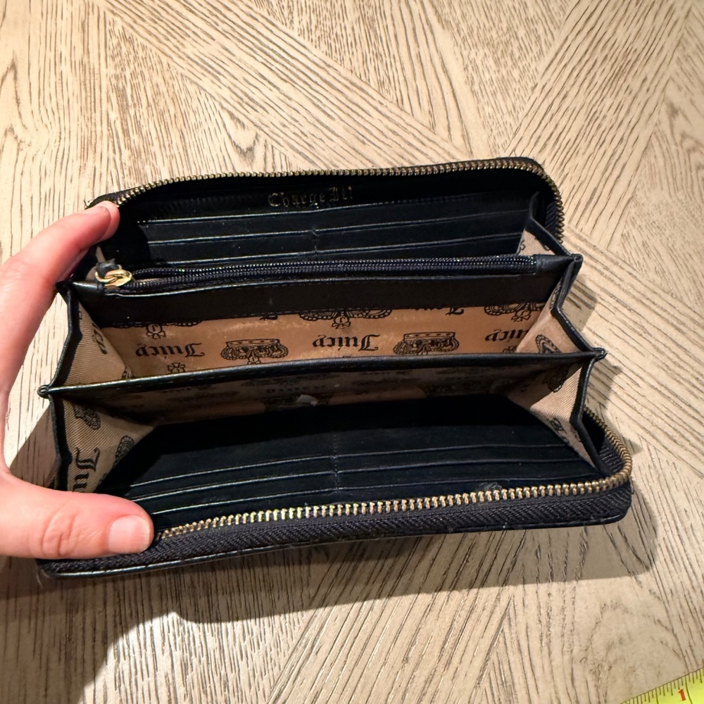 Vintage Juicy Couture Wallet Black Crown Velour Scottie Long Y2K Card ID 8" x 4" - Picture 5 of 8